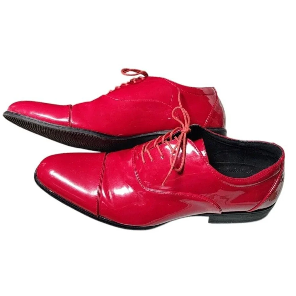 Stacy Adams Gala Cap Toe Oxfords Red Patent Leather Size 15 Tuxedo Shoe